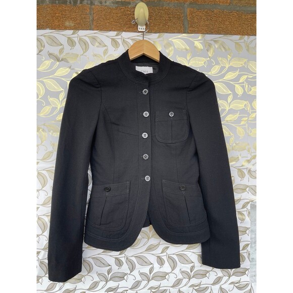 UMA Estnation Black Military Blazer | Dark Academia Stand Collar Jacket 38/4 - Picture 2 of 12